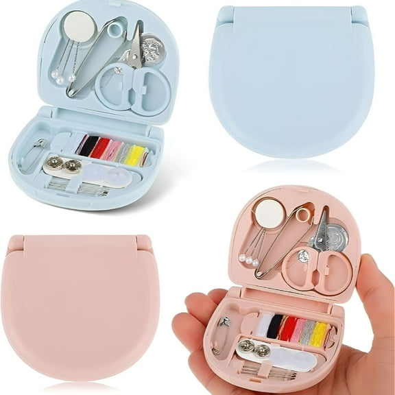 FACEGA 2 PCS Mini Sewing Box Portable Small Sewing Kit Sewing Tool Combo Set