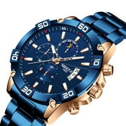 NIBOSI Mens Watches Luxury Brand Moonwatch Big Dial Watch Men Waterproof Quartz Wristwatch Sports Chronograph Relogio Masculino