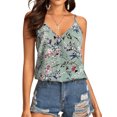 thumbnail image 1 of Women Floral Snake Print V Neck Sleeveless Cami Tank Top, 1 of 6