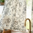 thumbnail image 3 of Linen Kitchen Curtains Floral Tier Curtains 36 Inch Farmhouse Botanic Cafe Curtains Small Window Curtains Rustic Half Window Curtains for Living Room Bathroom Laundry 2 Panels Black on Beige, 3 of 6