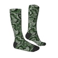 thumbnail image 3 of Picia Women Crew Soft Moisture-wicking Socks Green Snakeskin Pattern Design Cotton Socks, One Size fit All, 3 of 9