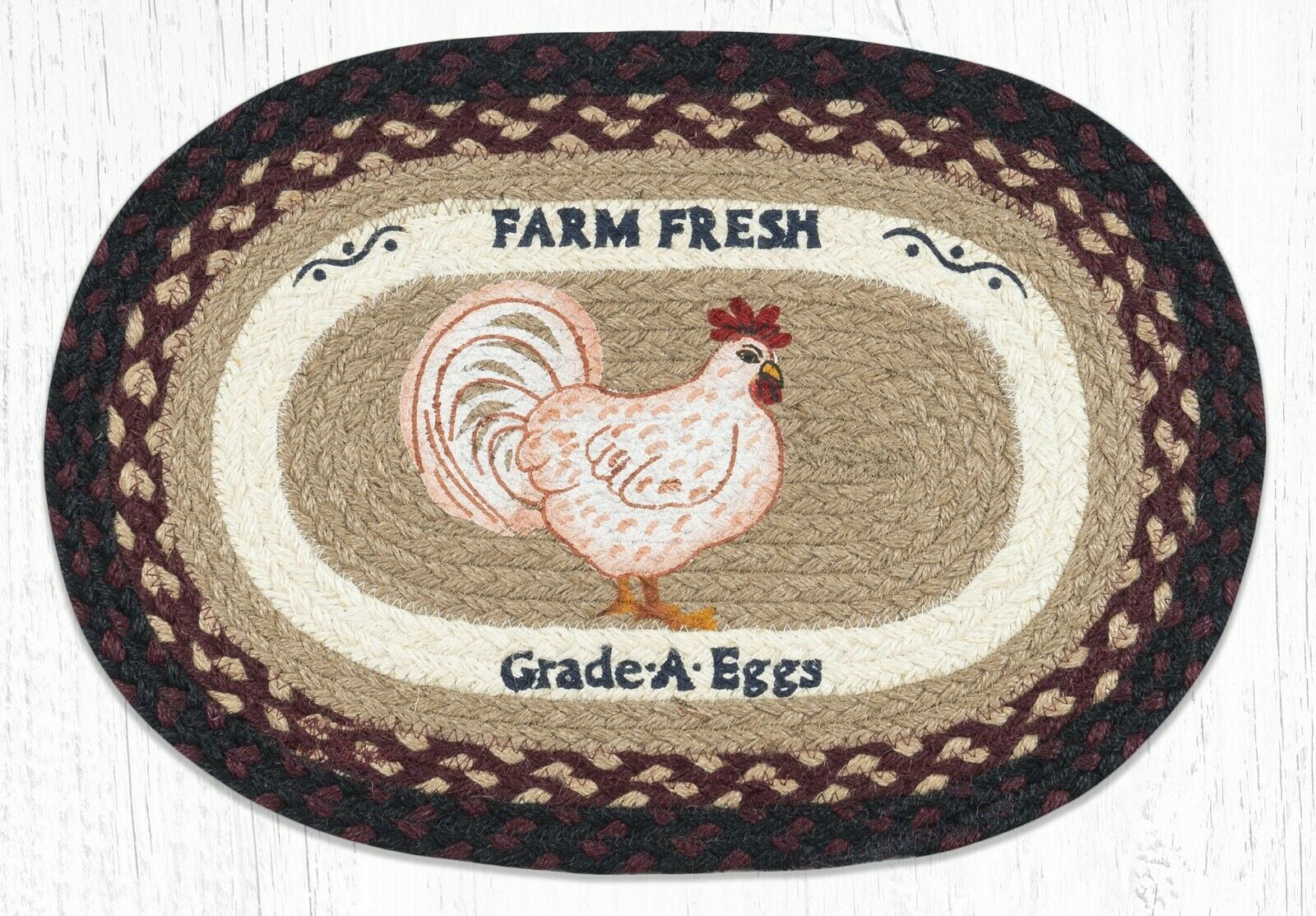 Set of 4 handmade quilted placemats Barnyard roosters