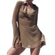 thumbnail image 1 of Sunloudy Vestido camisero con botones para mujer, mini vestido ajustado de manga larga de malla transparente de color sólido Sunloudy  moda, 1 of 10