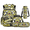 Camouflage with Dinosaur Skeleton Print, variant on XYZCANDO Capybara Turtle Pattern Backpack Set 4 Piece with School Bag Lunch Carrier Stationery Organizer Cup Sleeve Compatible with Outdoor Camping