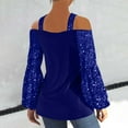 thumbnail image 4 of Aboser Off the Shoulder Blouses for Women Sparkly Sequin Tops Cocktail Party Night Shirts Dressy Shiny Long Sleeve Blouse Trendy Criss Cross Tunic Tops, 4 of 7