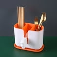thumbnail image 3 of 3 Compartment Design Detachable Chopstick Holder Drainage Hole Countertop Utensil Spoon Forks Organizer Kitchen Supplies, 3 of 4