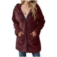 thumbnail image 3 of Women's Hooded Sherpa Jacket Long Sleeve Soft Fleece Winter Coats Fuzzy Casual Zip Up Outerwear with Pockets, 3 of 7
