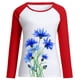 thumbnail image 4 of Moda Mujer Primavera Otoño Patchwork Impreso Mangas Largas Cuello Redondo Casual Tee Tops Fridja hkj3097, 4 of 6