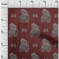 thumbnail image 1 of oneOone Silk Tabby Maroon Fabric Paisley|Human & Elephant Block Quilting Supplies Print Sewing Fabric By The Yard 42 Inch Wide, 1 of 4