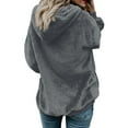 thumbnail image 2 of Shakumy Fleece Scrubs Women's Warm Thickened Overcoat Solid Color Winter Fleece Lined Womens Fleece Jacket with Hood coat Grey X-Large, 2 of 5