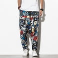 thumbnail image 2 of Leutsin Pantalons Longs Décontractés Rétro pour Hommes avec Taille Élastique et Poches, 2 of 7