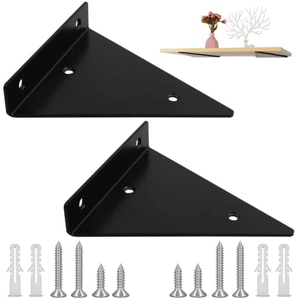 Soportes triangulares de Metal de 2 piezas, soporte triangular para estante, soporte flotante para estante, soporte triangular, con accesorios de montaje, para