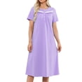 thumbnail image 2 of Akafmk Tshirt Nightgowns for Women Cottons Pajamas Dress Crew Neck Short Sleeve Nightshirts Solid Below-the-Knee Sleepwear Nightdress, Sizes S, 2 of 6