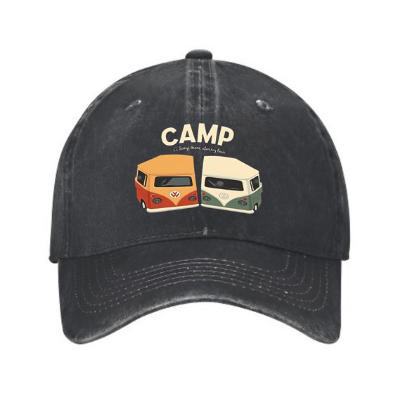 Vintage Washed Distressed Baseball Cap with Retro Orange & Green Design - CAMP Little Rock Golf Dad Hat for Men & Women