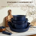 thumbnail image 6 of 18-Piece Ceramic Cookware Set Non-Stick Detachable Handles Navy Blue, 6 of 7