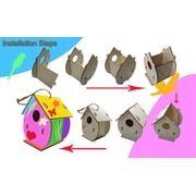KHAMPA [2 Pack] DIY Wooden Birdhouse Kits Wooden Birdhouses Unpainted Natural Unfinished Wood Birdhouse to Paint Mini Bird Nest for DIY Crafts, Indoor Outdoor Bird House