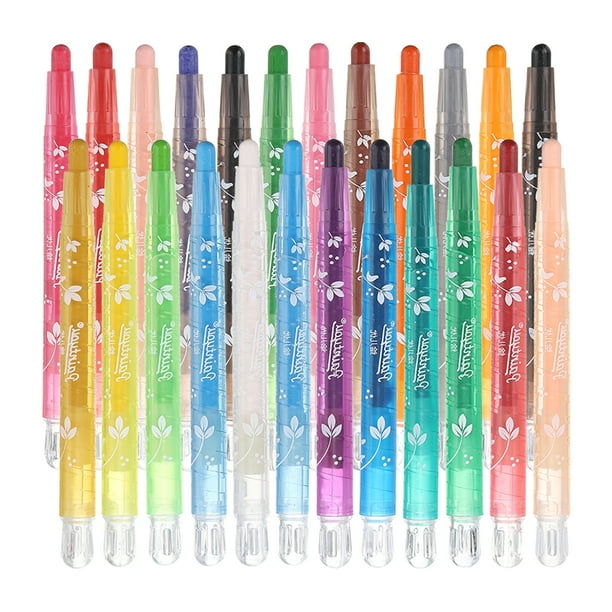 Uxcell Pasteles de Aceite, Crayones de Aceite Suaves Redondos, Suministros de Arte de 24 Colores 4.45"