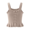 thumbnail image 2 of XXWXYD Girls Crop Tank Tops Kids Ruffle Hem Camisole Button Summer Sleeveless Undershirts Teen Dance Hawaiian Shirts Cute Camisoles, 2 of 6