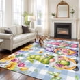 thumbnail image 2 of Spring Floral Gnomes Area Rugs 5'x7', Small Throw Rugs for Laundry Room Playroom, Watercolor Flowers Butterflies Blue Plaid Indoor Outdoor Rug Non-Slip Low Pile Carpet Runner Reversible Floor Mats, 2 of 8