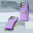 thumbnail image 3 of Allytech iPhone 11 Pro Max Case with Ring Holder, Slim Fit Cards Holder Cash Pocket Protective PU Leather TPU Shell Wallet Phone Case for Apple iPhone 11 Pro Max - Purple, 3 of 8