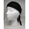 thumbnail image 2 of Black Biker Cap w/ SWEATBAND Bandana Head Wrap Medical/ Skull Cap Doo Rag Durag, 2 of 8