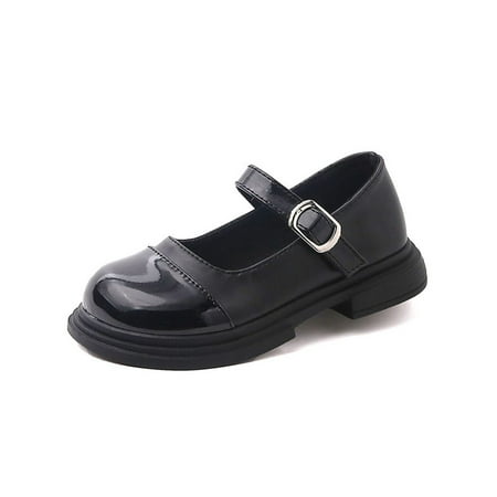 

SIMANLAN Girls Dress Shoes Princess Flats Ankle Strap Mary Jane Sandals Girl s Casual Leather Shoe Children Comfort Black 9C