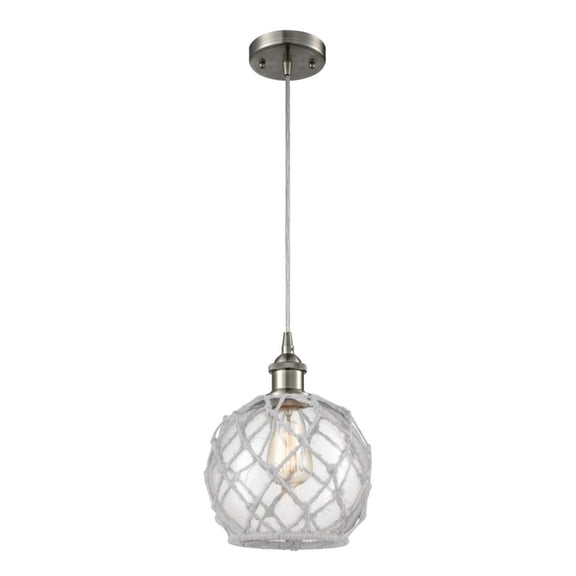 Innovations 516-1P-SN-G122-8RW-LED Farmhouse Rope 1 Light Mini Pendant part of the Ballston Collection, Brushed Satin Nickel