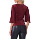 thumbnail image 3 of BLUSA V DE CUELLO EN FORMA DE INSPIRACIÓN CHIC PARA MUJERES, CON MANGAS RIZADAS DE 3/4, TOP ELEGANTE Y FLUIDO PARA FIESTAS Y CLUBES, TALLA XS, ROJO, 3 of 6
