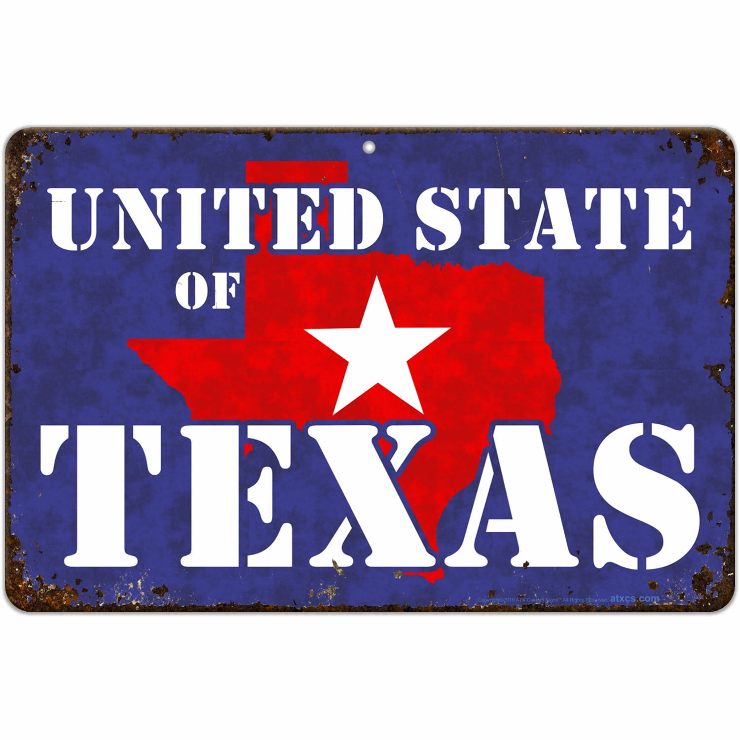 United State of Texas Rectangular Aluminum Wall Sign