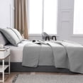 thumbnail image 5 of Smuge Ultrasonic Quilt Set, Reversible Lightweight Soft Microfiber Bedspread Coverlet, Solid Light Gray, 3 Piece Set (1 Bedspread, 2 Pillow Shams), Twin Size, 5 of 8