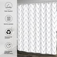 thumbnail image 2 of Grey and White Herringbone Shower Curtain, Modern Gray Geometric Chevron Striped Bathroom Decor, Waterproof Minimalist Fabric Polyester Set, with 12 Hooks 72 x 72 Inches, 2 of 6