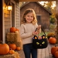 thumbnail image 5 of Sahpxhe Halloween Baskets Cute Cat Cotton Rope Woven Candy Basket,Handheld Storage Bucket Gift Basket for Trick or Treat,Halloween Party,6.69x5.11in Yellow, 5 of 7