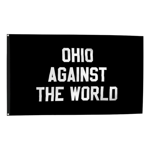 Ohio Against The World Flag Banner Outdoor Indoor Decoration Flag Double Stitched Polyester with Brass Grommets 3x5Feet Black/white