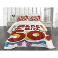 thumbnail image 3 of Ambesonne 50th Birthday Quilted Bedspread Set 3 Pcs, Colorful and Floral, King Size, Multicolor, 3 of 5