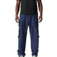 thumbnail image 2 of YLSDY Mens Wide Leg Cargo Pants Baggy Drawstring Elastic Waist Lounge Workout Hiking Sweatpants with Multi Pockets Dark Blue M, 2 of 6