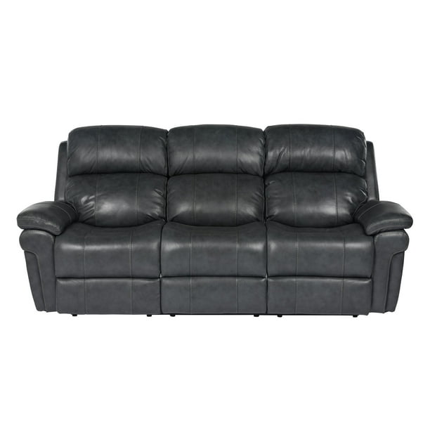 89 Black Leather Reclining Sofa With, Kid And Pet Friendly Leather Sofa