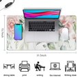 thumbnail image 5 of Pink and White Roses Mousepad Gaming Pad Mouse Waterproof No Slip for Office Home Work Gaming Desktop Tables Mousepads Rubber Base Mousepad with Stitched Edges 35.4x15.7inches, 5 of 7