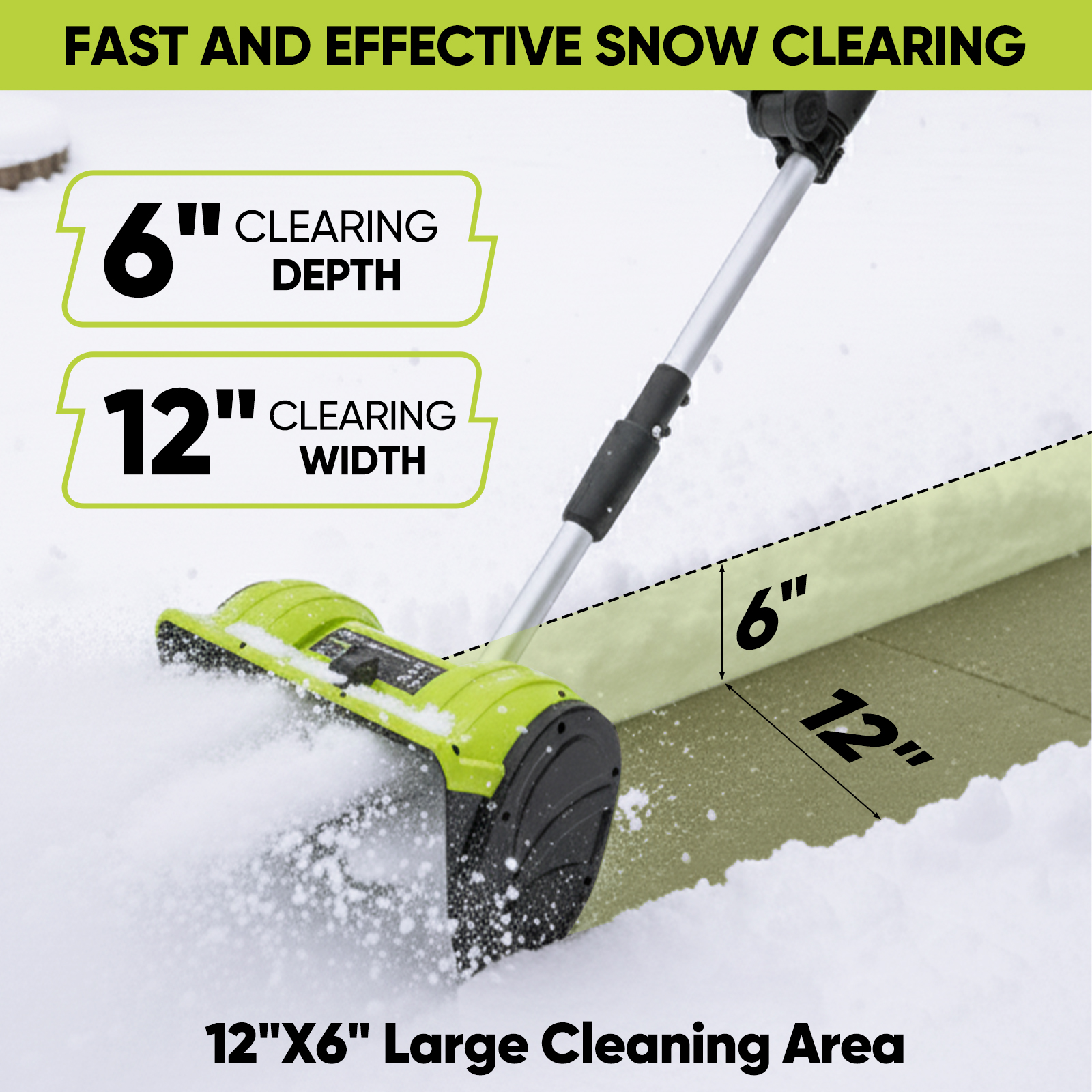 Saker 22V Cordless Snow Shovel, Electric Snow Shovel with 2x 5.0Ah Batteries, 12-Inch Cleaning Width, 6-Inch Cleaning Depth