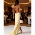 thumbnail image 6 of BABOMAREON Women’s Halter Deep V Neck Backless Maxi Dress Sleeveless Ruched Draped High Slit Evening Gown for Club Party Cocktail Formal Events, 6 of 6
