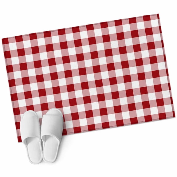 Farmhouse Buffalo Plaid 2'x3' Washable Rug, Red White Checkered Non-Slip Soft Doormat Area Rugs for Entrance Bathroom Bedsides, Carpet for Kitchen Bedroom, Entryway Floor Mat