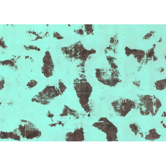 Ahgly Company Machine Washable Indoor Rectangle Abstract Turquoise Blue Modern Area Rugs, 4' x 6'