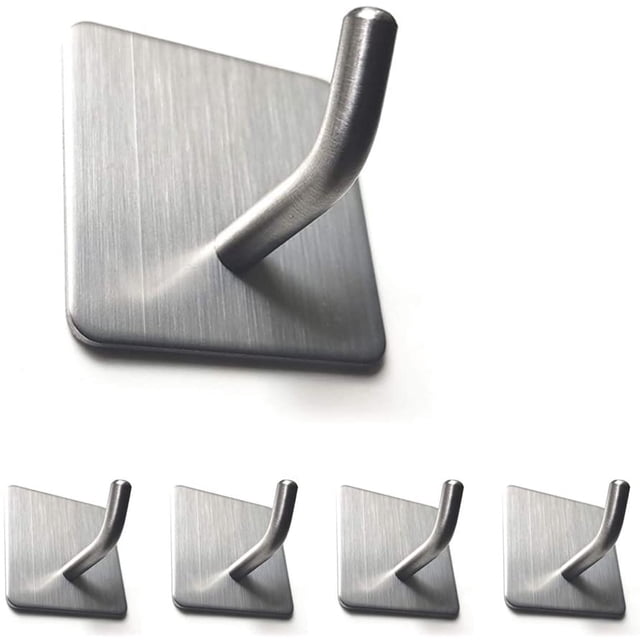 Ganchos autoadhesivos para toallas, ganchos de pared, llaveros, solución para colgar sin taladrar, para oficina/cocina/dormitorio/baño, acero inoxidable 304 antihuellas, gancho de 45 mm (plata) oso de fresa Hogar