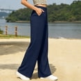 thumbnail image 5 of Wide Leg Sweatpants Women Elastic High Waisted with Pockets Casual Travel Work Pants Navy M, 5 of 6