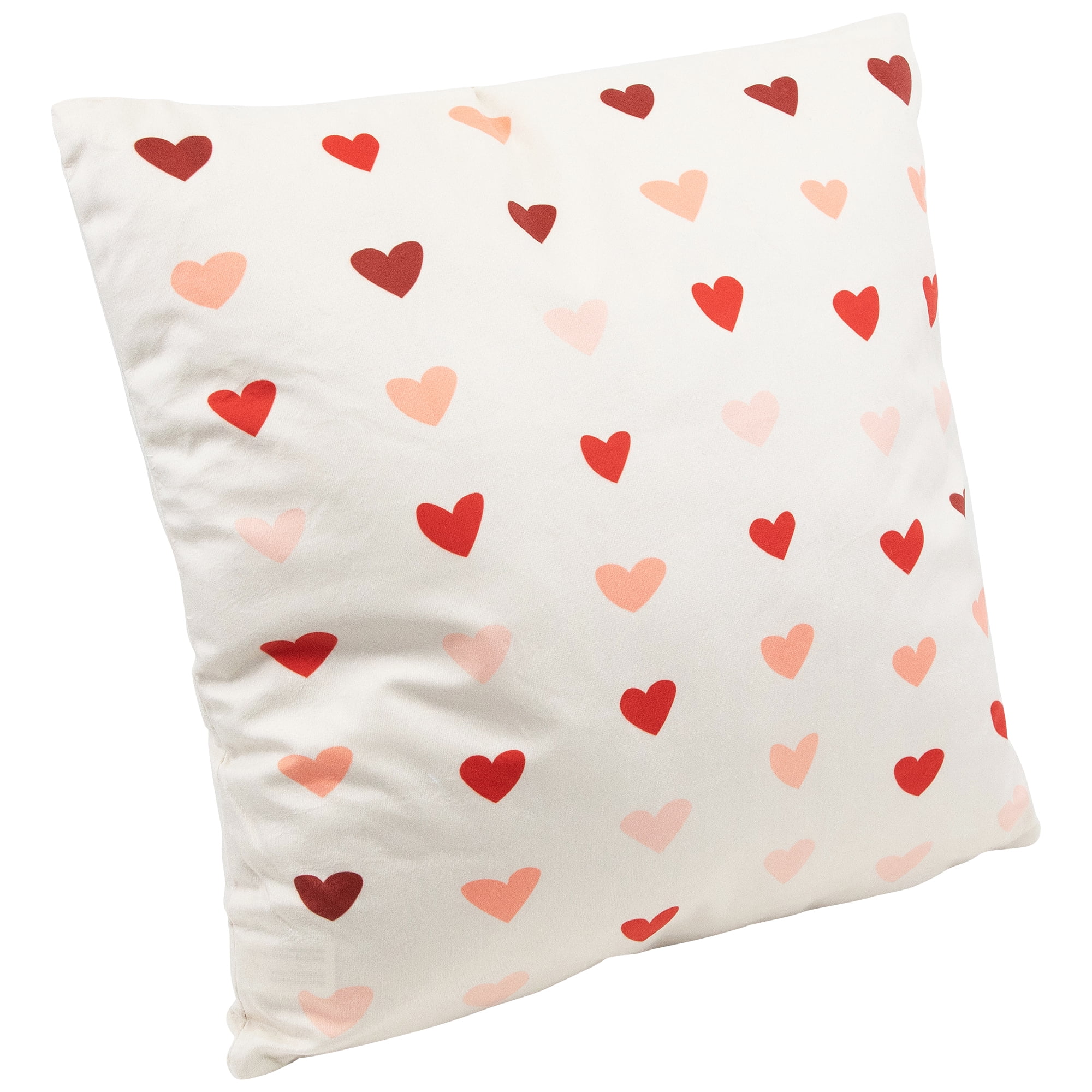 Valentine's Day Hearts Cotton Throw Pillows - 18" x 18" - Cream and Red - Set of 2