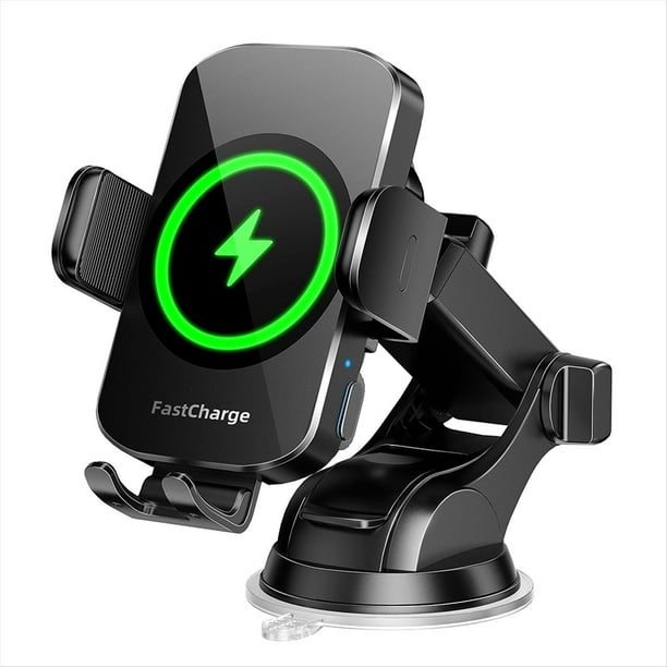 Cargador Inalámbrico para Coche de 15 W, Soporte para Teléfono con Sujeción Automática, , para Salpicadero, Parabrisas y Ventilación.