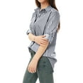 thumbnail image 2 of DARING DIVA Women's Button Down Shirt Vertical Stripes 2XL Dark Blue, 2 of 4
