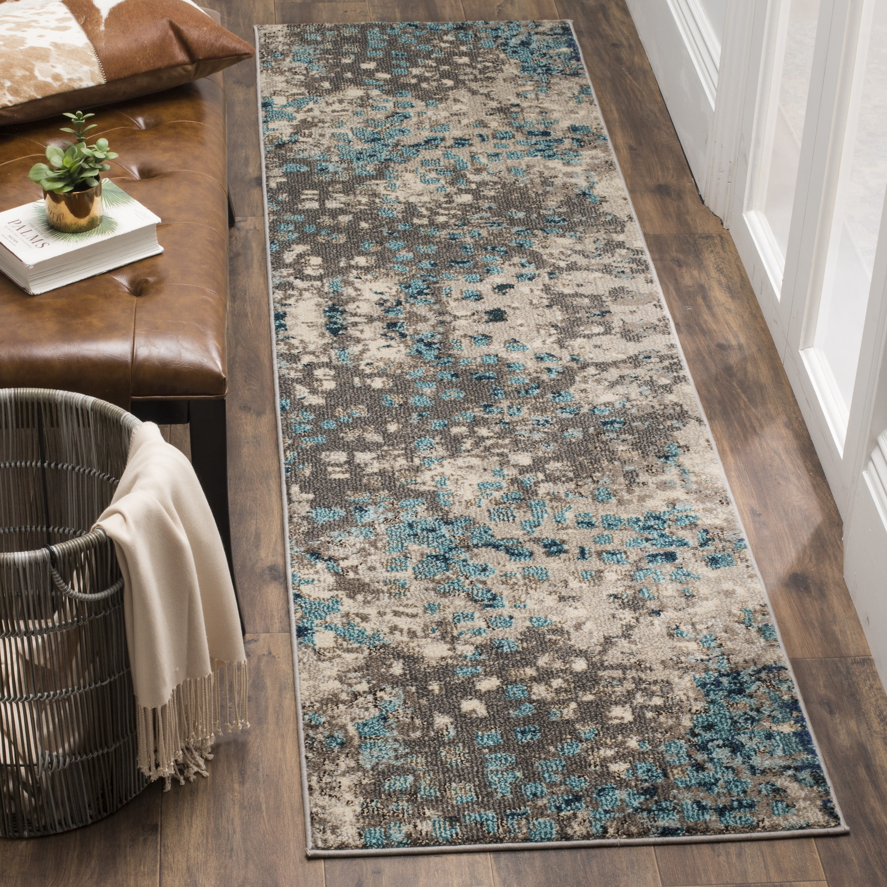 SAFAVIEH Monaco Driskoll Abstract Runner Rug, Grey/Light Blue, 2'2" x 8'