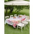 thumbnail image 3 of Outdoor Tablecloth with Umbrella Hole and Zipper, Pink Flower Rectangle Table Cloth 54x80 Inch Waterproof Tablecloth, Spring Floral Elegant Butterflies Birds Farmhouse Picnic Table Cover for Patio, 3 of 7