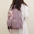 thumbnail image 2 of Mochila para niños y niñas, mochila escolar con colgante de animal lindo, mochila con cremallera (púrpura), 2 of 3