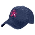thumbnail image 6 of AJGRHE Women Cancer Awareness Month Printed Washed Baseball Cap Outdoor Sports Hat Adjustable Ribbon Embroidered Denim Navy One Size, 6 of 8